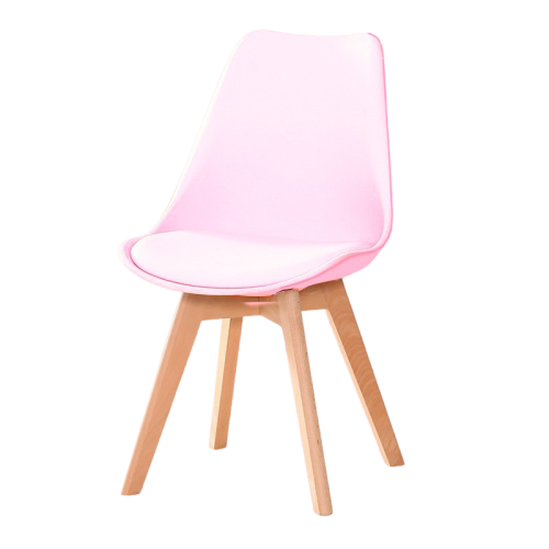 pink eames chair with cushion