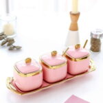 pink gold ceramic food spice jar