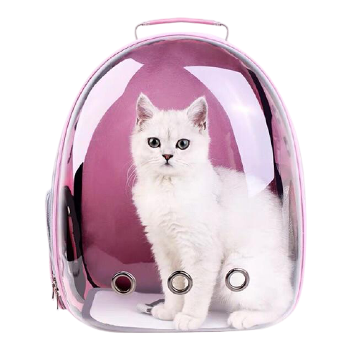 transparent pink cat carrier bag